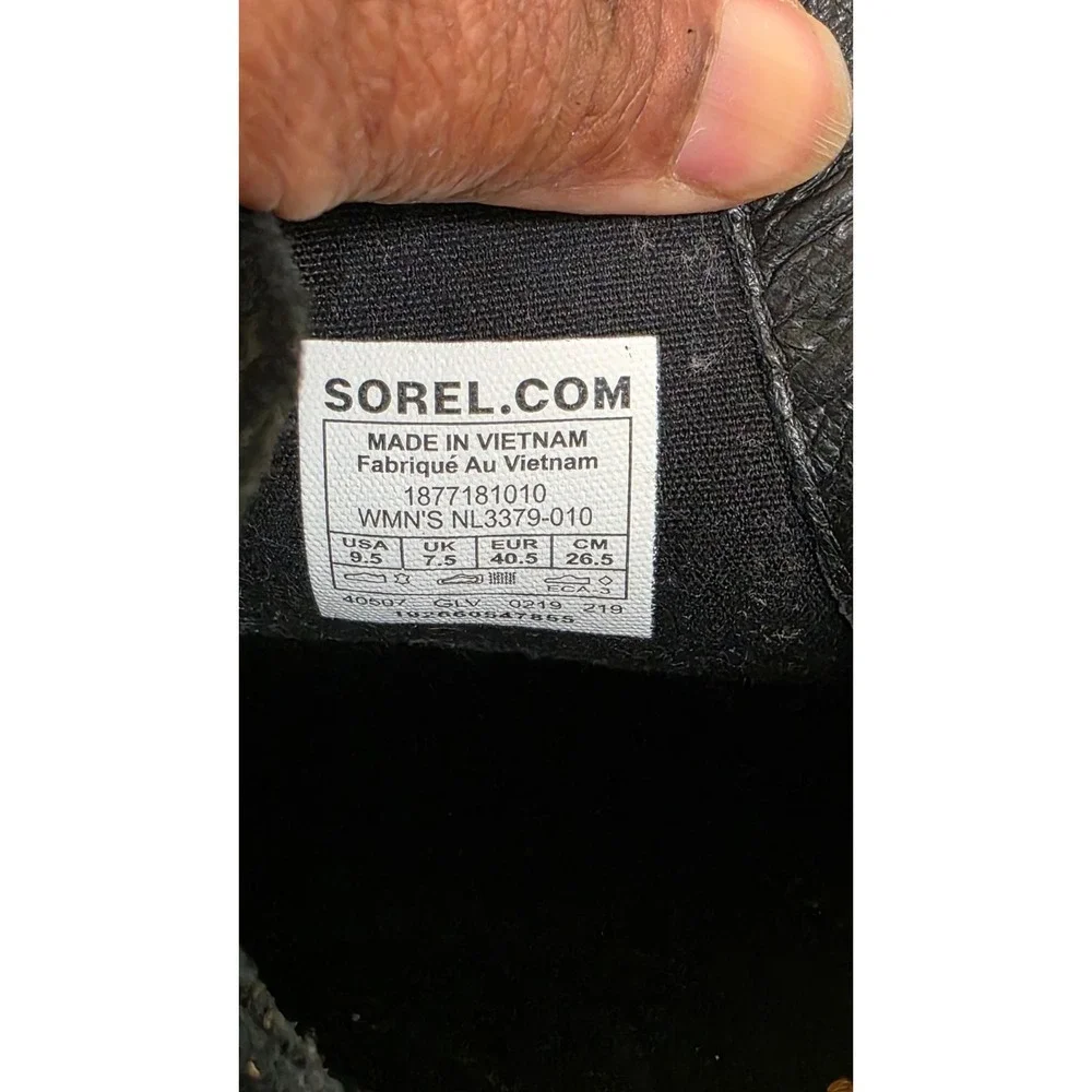 Sorel Lolla Cut Out Suede Black‎ Ankle Boots Block Heel Size 9.5 M